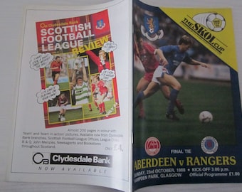 1988 Aberdeen FC v Rangers FC Scottish League Cup Final Programme. Ideal Christmas Gift, Fathers Day, Birthday Present For Him