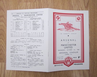 1948-49 REPRINT/REPRODUCTION Arsenal v Manchester United F A Charity Shield Programme. Ideal Christmas Gift, Fathers Day, Birthday Present