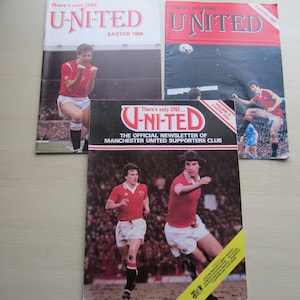 BARGAIN! THREE 1980s Manchester United Football Club Supporters Club Yearbooks. Ideal Christmas Gift Fathers Day Birthday Present