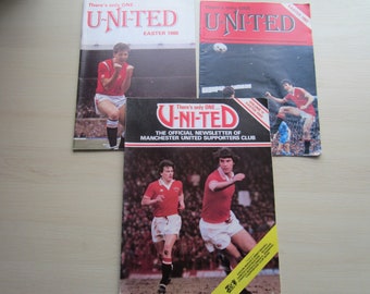 BARGAIN! THREE 1980s Manchester United Football Club Supporters Club Yearbooks. Ideal Christmas Gift Fathers Day Birthday Present