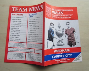 1988 Wrexham v Cardiff City, Welsh Cup Final Football Match Programme. Ideal Christmas/ Birthday Present