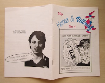 1990s FIVE Aston Villa "Heroes & Villains" Football Magazines Souvenirs Ideal Christmas Gift, Fathers Day, Birthday Present For Him
