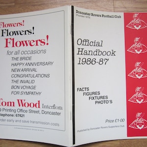 1986-87 Doncaster Rovers Football Club Handbook, Yearbook, Annual, Souvenir. Ideal Christmas Gift, Fathers Day, Birthday Present
