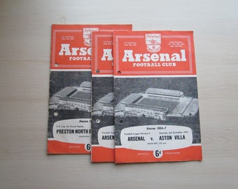 1956-57 THREE Arsenal Football Club Match Day Football Programmes, Memorabilia.