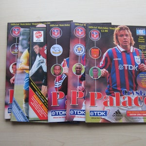 1990s FIVE Crystal Palace Football Club Match Programmes. Ideal Christmas, Fathers Day, Birthday Present