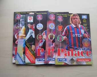 1990s FIVE Crystal Palace Football Club Match Programmes. Ideal Christmas, Fathers Day, Birthday Present