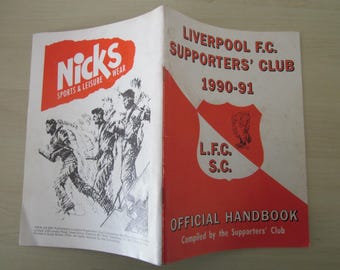 1990-91 Liverpool Football Supporters Club Handbook, Yearbook, Souvenir.