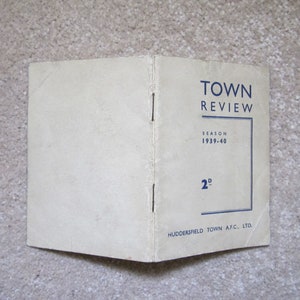 1939-40 Huddersfield Town Football Club Handbook, Yearbook, Annual, Souvenir. Ideal Christmas Gift, Fathers Day, Birthday Present