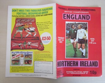 1972 England v Northern Ireland International Football Match Programme. Ideal Christmas Gift, Father's Day Birthday Present For Him
