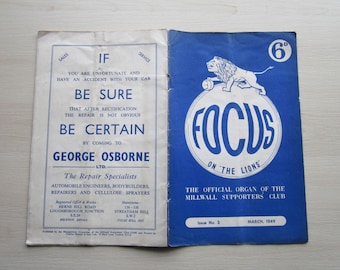 1948/49 Vintage Millwall "Focus On The Lions" Football Club Handbook, Yearbook, Souvenir. Ideal Christmas Gift, Fathers Day Birthday Present