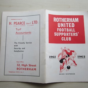 1961-62 Rotherham United Football Club Handbook, Yearbook, Annual, Souvenir. Ideal Christmas Gift, Fathers Day, Birthday Present