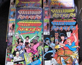 MARVEL STEELTOWN ROCKERS comics Original/Official 1990 Vintage Set of 6 Ideal Christmas Gift or Birthday Present