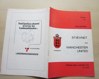 1974-75 Staevnet FC v Manchester United Football Club Football Match Programme. Ideal Christmas Gift, Fathers Day, Birthday Present