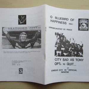 1980s FOUR Cardiff City Football Fanzines, &quot;Bluebird Of Happiness&quot; Ideal Christmas Gift, Fathers Day, Birthday Present For Him