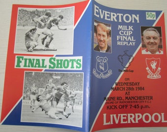 1984 Everton v Liverpool  Football League (Milk) Cup Final *REPLAY* Programme Ideal Christmas Gift, Fathers Day, Birthday Present