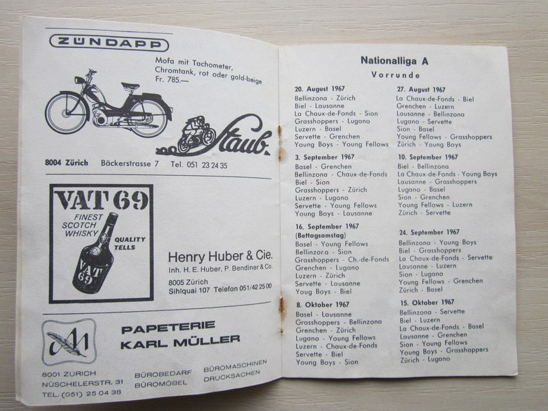 Birthday Present Ideal Christmas Gift Fathers Day Yearbook 1967-68 Zurich Football Club Handbook Annual Souvenir