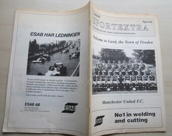 1988 LAXA IF v Manchester United, Friendly Match Souvenir Programme. Ideal Christmas, Father's Day Birthday gift For Him