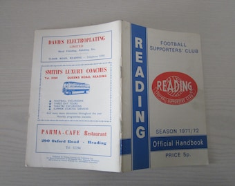 1971-72 Reading Football Club Handbook Yearbook, Annual Souvenir, Collectable. Ideal Christmas Gift, Fathers Day, Birthday Present