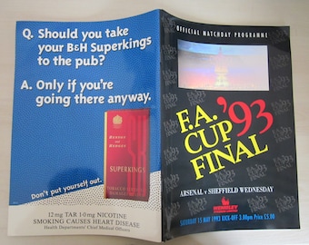 1993 Arsenal v Sheffield Wednesday F A Cup Final Football Match Programme. Ideal Christmas Gift, Fathers Day, Birthday Present