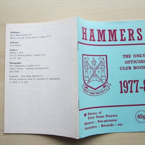 1977-78 West Ham United Football Club Handbook Souvenir, Memorabilia. Ideal Christmas Gift, Fathers Day, Birthday Present For Him.