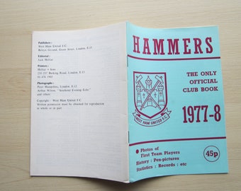 1977-78 West Ham United Football Club Handbook Souvenir, Memorabilia. Ideal Christmas Gift, Fathers Day, Birthday Present For Him.