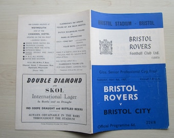 1966/67 Season, Bristol Rovers v Bristol City, Gloucester Senior Professional Cup Final Match Programme. Ideal Christmas/ Birthday Present