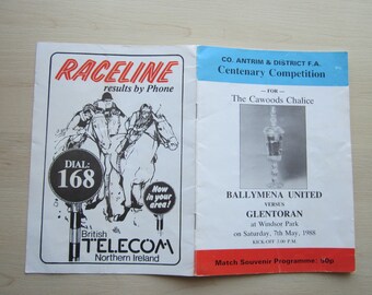 1987-88 Ballymena United v Glentoran Centenary Competition Final Match Programme Ideal Christmas Gift, Fathers Day, Birthday Present