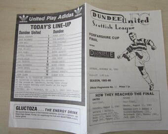 1985-86 Season, Dundee United v Dundee, Forfarshire Cup Final, 4 page Match Programme.