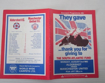 1982-83 Aldershot v Manchester United, Pre-Season Friendly Match Souvenir Programme. Ideal Christmas, Father's Day Birthday gift
