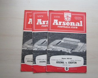 1959-60 THREE Arsenal Football Club Match Day Programmes, Memorabilia. Ideal Christmas Gift, Fathers Day, Birthday Present For Him