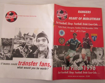 1996 Rangers v Hearts Coca Cola Cup Final Football Match Programme. Ideal Christmas Gift, Fathers Day, Birthday Present For Him