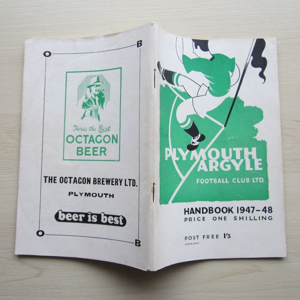 1947/48 Plymouth Argyle FC Original Official Football Soccer Club Handbook Yearbook Ideal Christmas Gift Birthday Present