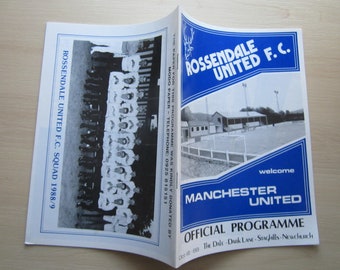 1988-89 Rossendale United v Manchester United, Football Programme, Souvenir, Memorabilia. Ideal Christmas Gift, Birthday Present For Him