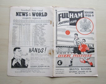 1959 THREE Fulham Football Club League Match Day Programmes, Memorabilia. Ideal Christmas Gift, Fathers Day, Birthday Present For Him