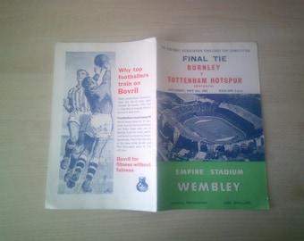 1962 Burnley v Tottenham Hotspur  F A Cup Final Football Match Programme. Ideal Christmas Gift Fathers Day Birthday Present For Him