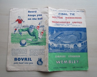 1958 Bolton Wanderers v Manchester United F A Cup Final Football Programme (see condition).