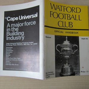 1969-70 Watford Football Club Handbook Yearbook. Original Official Ideal Christmas Gift Fathers Day or Birthday Present