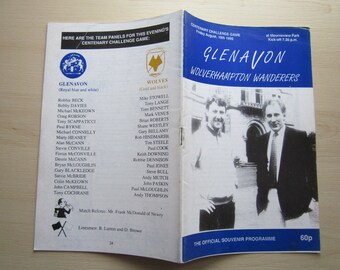 1990-91 Glenavon v Wolves Centenary Challenge Game Match Souvenir Programme. Ideal Christmas Gift, Fathers Day, Birthday Present