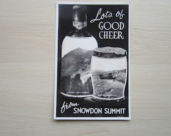 Postcard, Lots of Good Cheer From Snowdon Summit. REAL PHOTO Postcard, Genuine, Original, Unused
