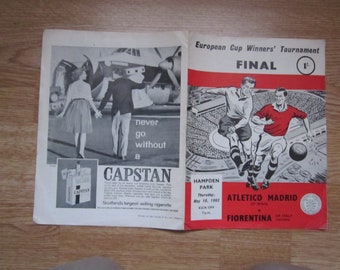 1962 Atletico Madrid v Fiorentina European Cup Winners Cup Final Programme. Ideal Christmas Gift, Fathers Day, Birthday Present