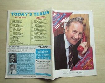 1987-88 Eddie Chapman Testimonial Match, West Ham v Terry Venables' International XI Programme. Ideal Christmas Gift, Birthday Present