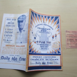 1929 Bolton Wanderers v Portsmouth Town REPRODUCTION/REPLICA F A Cup Final Football Programme + TICKET. Ideal Christmas Birthday Present.