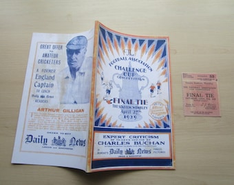 1929 Bolton Wanderers v Portsmouth Town REPRODUCTION/REPLICA F A Cup Final Football Programme + TICKET. Ideal Christmas Birthday Present.