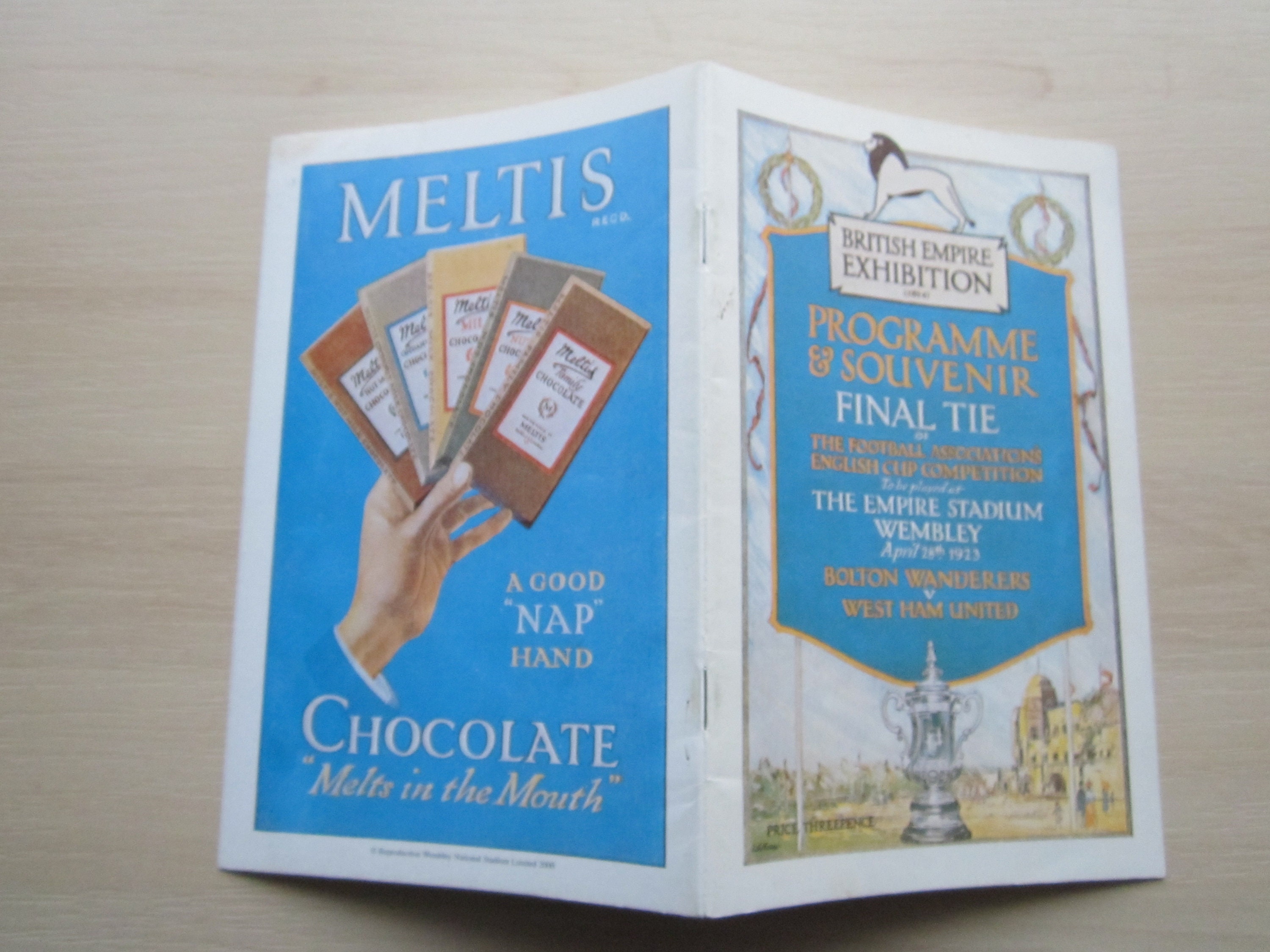 Image of 1923 Bolton Wanderers Fc V West Ham United F A Cup Final Reprint Football Soccer Match Programme. Ideal Christmas Gift, Birthday Present