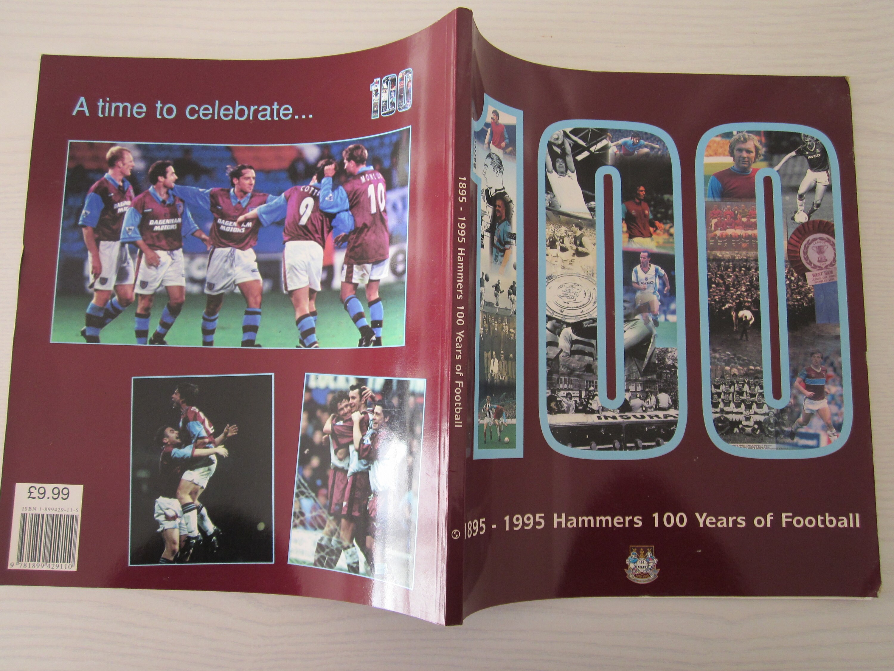Image of 1895-1995 Original Hammers | West Ham United Fc 100 Years Of Football, Handbook. Ideal Christmas Gift, Father's Day, Birthday Present