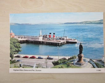 Highland Mary Statue And Pier, Scotland, United Kingdom, Genuine, Original, Real Photo Postcard (RPPC).