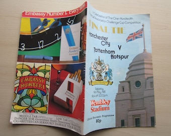 1981 Manchester City v Tottenham Hotspur, F A Cup Final Match Day Programme. Ideal Christmas Gift, Fathers Day, Birthday Present
