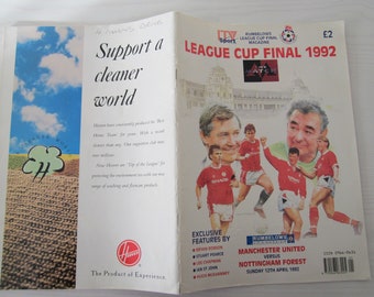 1992 Manchester United v Nottingham Forest Original Rumbelows League Cup Final Football Match Magazine. Ideal Christmas Birthday Present