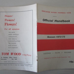 1972-73 Doncaster Rovers Football Club Handbook, Yearbook, Souvenir. Ideal Christmas Gift, Fathers Day, Birthday Present For Him