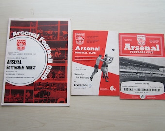 1960s THREE Arsenal Football Club Match Day Programmes, Memorabilia.